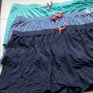 Women's Casual Shorts - Navy, Teal, and Blue Pattern